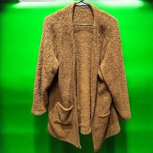 Zenobia Cozy Brown Teddy Sherpa coat 1X  no stains or wear with pockets
